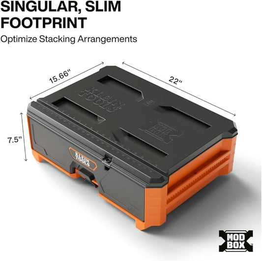 Klein Tools 54844MB MODbox Compact Single Drawer Box Full Width, Tool Storage Drawer with Ball Bearing Slides, Dividers Included, PVC Foam Mat
