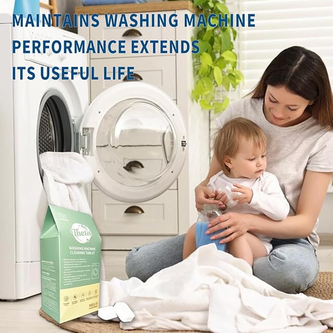 Whitecat washing machine cleaner tablets - deep cleans, refreshes & deodorizes, removes limescale & odor, protects house washer machine with powerful cleaning action