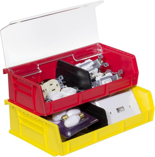 Akro-Mils 30232YELLO Plastic Storage Stacking Hanging Akro Bin (8 Pack), 5-3/8 x 11 x 3, Yellow