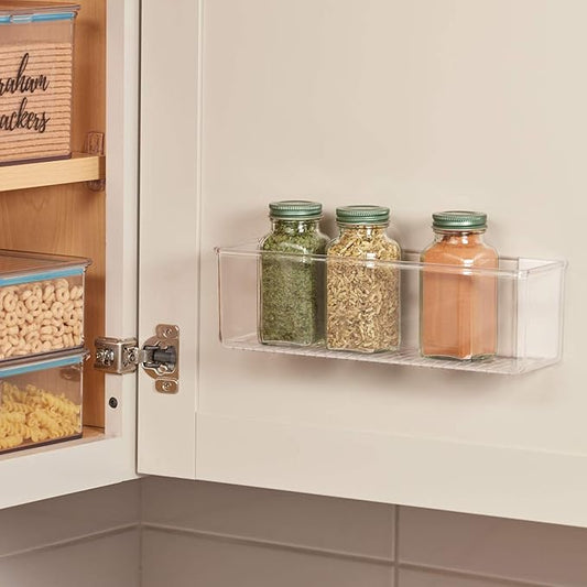 iDesign AFFIXX Plastic Wall Mount Organizer for Kitchen, Bathroom, Office, Bedroom, Garage, Craft Room, 3" x 11" x 3.25", Clear