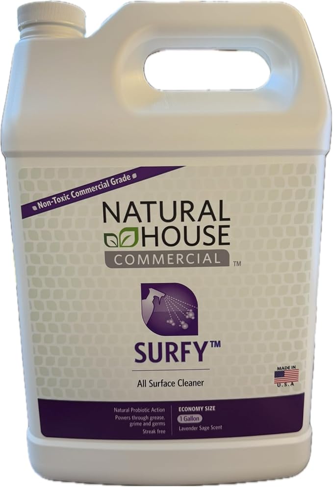 Natural House Surfy - All Purpose Probiotic Cleaner and Deodorizer - Cuts Through Grease, Grime and Germs - Multi-Surface and Household Spray - Fresh Botanical Scent - 1 Gallon Container