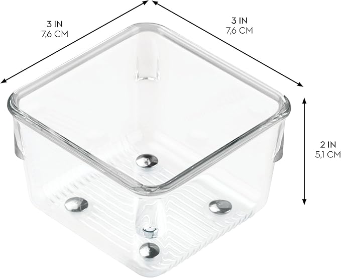 iDesign Plastic Drawer Organizer Bins - Storage for Kitchen, Bathroom, and Desk Drawers - Set of 6 - Clear