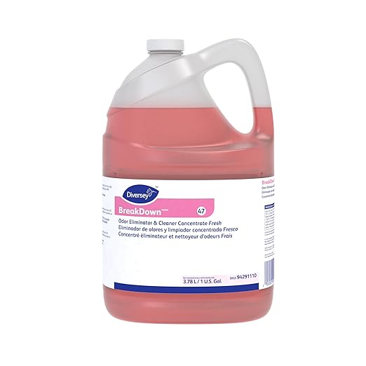 Diversey 94291110 Breakdown Odor Eliminator, Enzyme Eliminates Odors & Stains on Hard Surfaces & Carpet, Fresh Scent, Concentrate, 1-Gallon