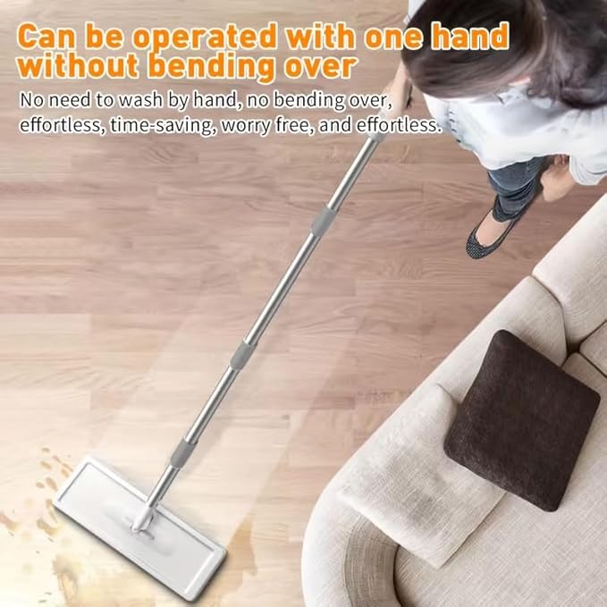 Mop and Bucket with Wringer Set, Hands Free Flat Floor Mop and Bucket, 4 Washable Microfiber Pads Included, Wet and Dry Use, Home Cleaning System for All Floor Types and Windows