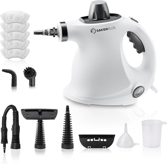 Steam Cleaner, Handheld Pressurized Steamer, 1050W 230°F Fast Heating with 9 Accessories, Multi-Surface Steam Cleaner for Home, Car, Tile & Grout, Windows, Upholstery (5 Towel Sleeve)