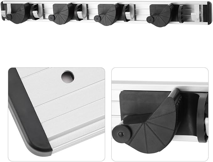 Fdit Mop and Broom Holder Rack - Mop Broom Holder Wall Mounted Tools for Home kitchen Garden Garage Saving Space(4 Position 5 Hooks)