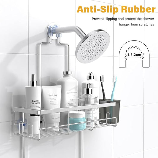 Shower Caddy Hanging Bathroom Organizer: Rustproof Shower Shelf for Inside Shower - No Drilling Shower Racks Over Showerhead - Bath Shelves Rack for Shampoo Soap Chrome