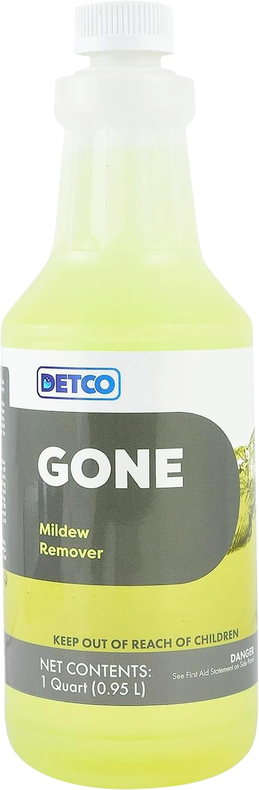 GONE Instant Mold & Mildew Remover - 12.5% Bleach Industrial-Strength Cleaner, Stain Removal on Shower, Siding, Bathroom Tile, Grout, Trim, Boats, and Outdoor Furniture, 1-Quart Spray Bottle