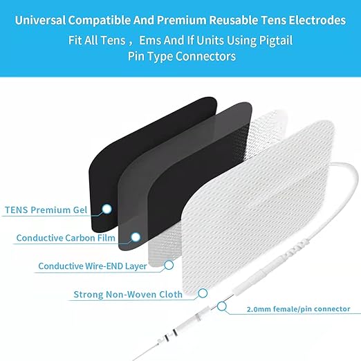 Extra Large TENS Unit Replacement Pads, 8-2" X 4", 4-4" X 4"，Multiple Sizes TENS Unit Pads with Pad Holder, Reusable and Self-Adhesive Electrodes Pads