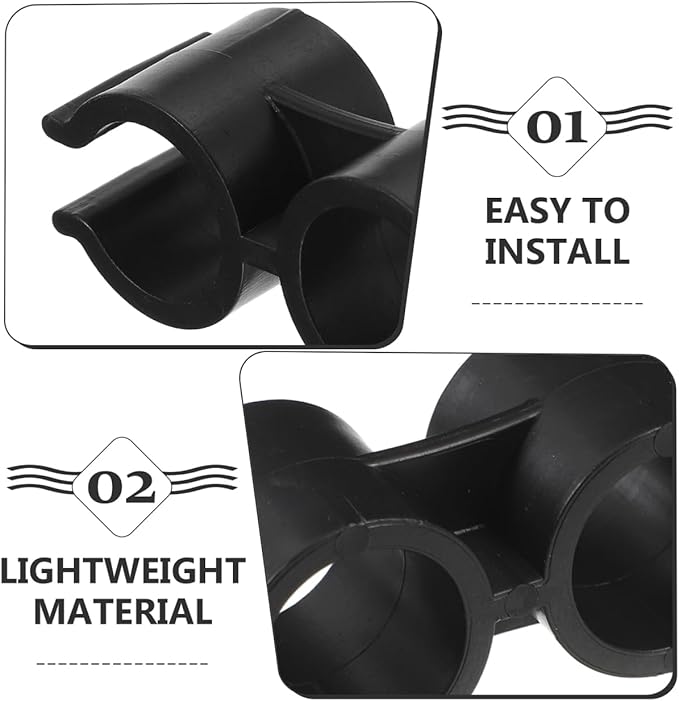 OUNONA Double Pipe Clamp Dustpan Broom Connector Clip 2.36 Inch Plastic Fastener for Secure Broom Handle Attachment and Space-Saving Storage
