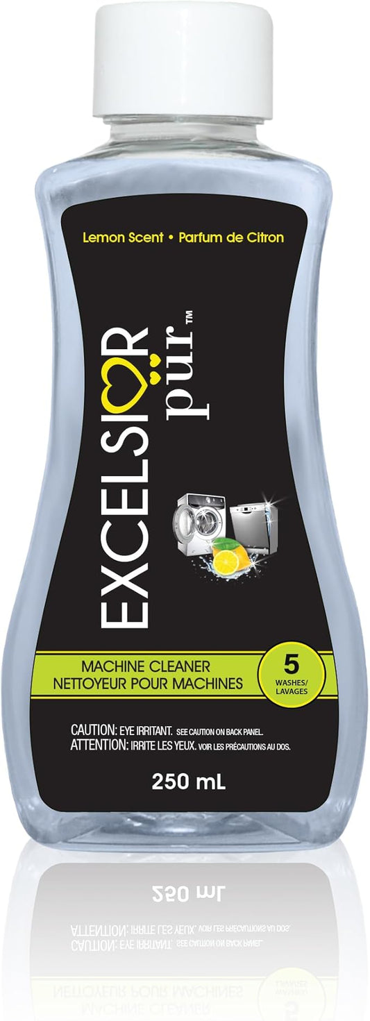Excelsior Pür System Enzyme-Powered Washing Machine Cleaner Liquid, 250 ml (5 Uses), HE & Standard, Drum & Seal Deep Clean, Residue & Odor Buildup Remover