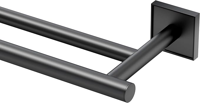 Gatco 5614MX Mode Double Towel Bar, Matte Black/Wall Mounted 24 Inch Double Towel Holder Rack for Bathroom