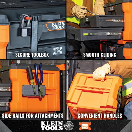 Klein Tools 54823MB MODbox 3-Drawer Tool Box Organizer, Heavy-Duty Tool Storage, Stackable Module, 50-Pound Capacity