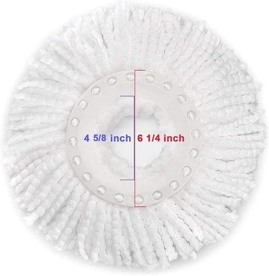 6 Pack Spin Mop Replacement Head for Hurrica, Mopnad, Cassabel and Other 360 Spin Mop Systems, Microfiber Spin Mop Refills (6pc-White)