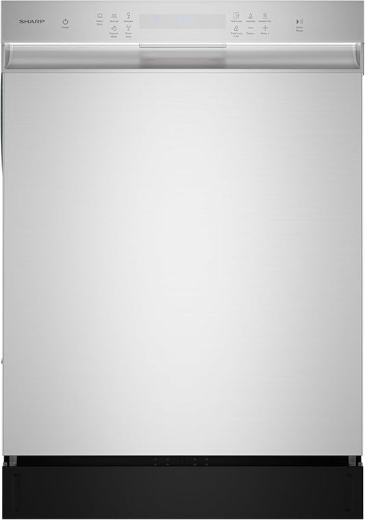 Sharp SDW6506JS 24-inch Stainless Steel Dishwasher, 49 dB, Third Rack, 12 Place Settings, Front Touch Controls