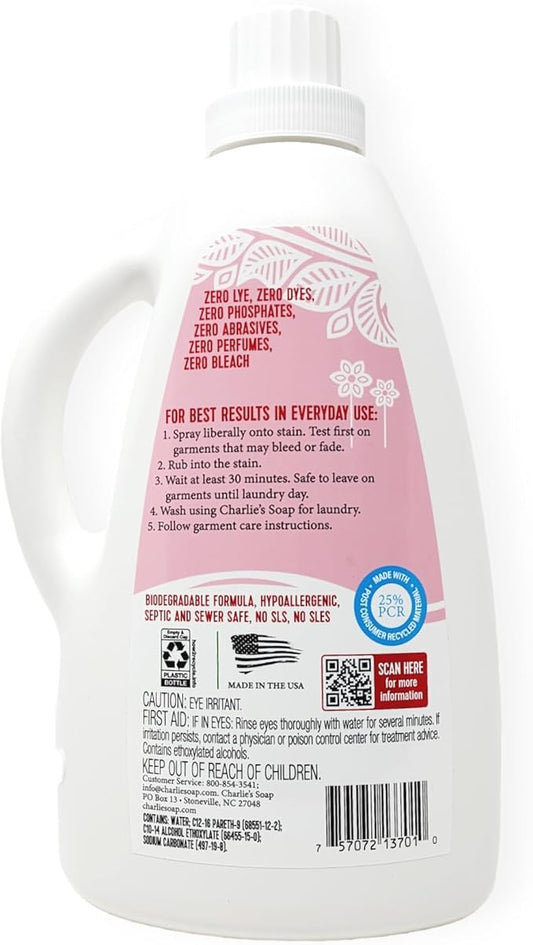 Charlie’s Soap Laundry Pre-Spray Stain Remover Refill (75.0 fl oz), Natural Laundry Pretreat and Stain Remover (One 75oz Refill)