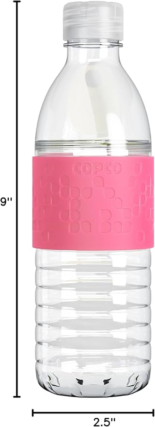 Copco Hydra 16.9 oz Water Bottle with Leak-Proof Lid - Tritan Reusable with Textured Grip Sleeve - BPA-Free, Shatter-Resistant, Dishwasher Safe for Travel, Gym, Work, Outdoors (Pink)