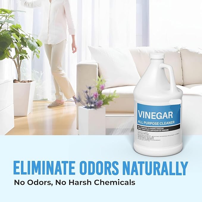 All Purpose Distilled White Cleaning Vinegar, 6% Acidity, 4 Gallon Multi-Surface Household Cleaner for Kitchen, Laundry, Floors, (1 Gallon Per Jug)