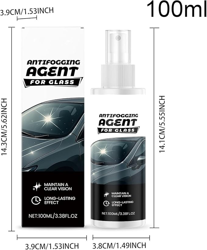 Anti Fog Spray For Glasses - Long-lasting 100ml Auto Defogger - Lens Spray, Car Window Cleaner For Glass Mirrors Trucks Pickups SUVs Bicycle Helmets Truck RV Camping Daily Adventure Vehicle