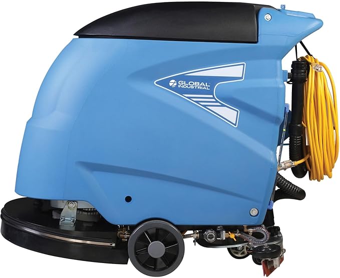 Global Industrial Commercial Electric Walk-Behind Auto Floor Scrubber, Corded, 20"W Cleaning Path & 30"W Squeegee, 12 Gal. Solution Tank, 15 Gal. Recovery Tank