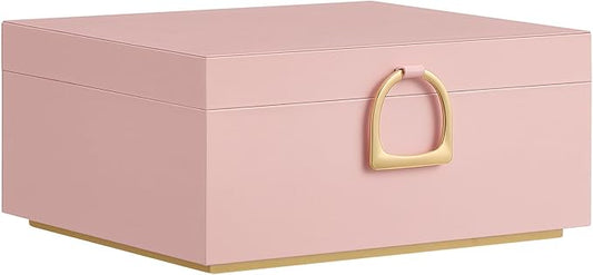 SONGMICS 2-Layer Jewelry Box, Jewelry Organizer with Handle, Removable Jewelry Tray, Jewelry Storage, Floating Effect, 8.1 x 9.4 x 4.3 Inches, Gift Idea, Jelly Pink UJBC165R01