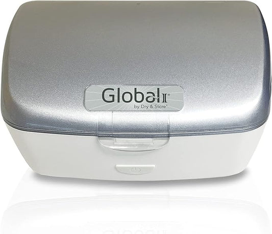 Global II by Dry & Store | Electric Hearing Aid Dehumidifier with UV-C Lamp Sanitizer