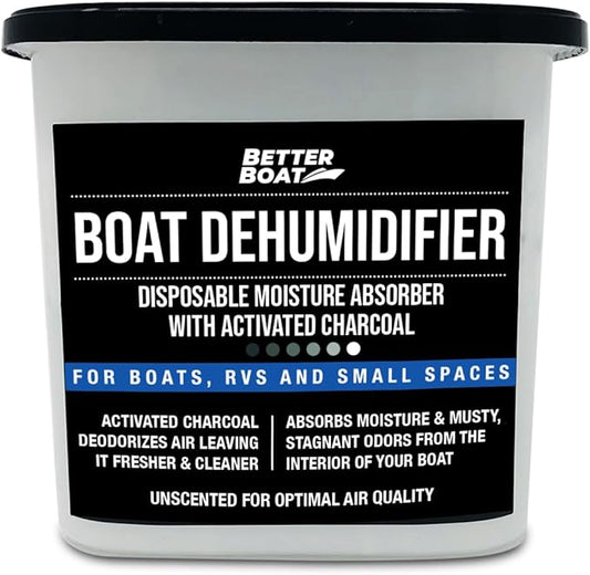 Moisture Absorber with Activated Charcoal Dehumidifier Bucket, Unscented Odor Absorber for Closet Basement Bathroom Boat RV, Disposable No Refill - Better Boat