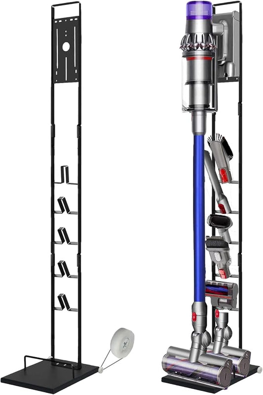 Vacuum Stand Compatible with Dyson V15 V11 V10 V8 V7 V6 with Wheels,Heavy Base Metal Bracket Holder, Storage Bracket Stand for Dyson Cordless Vacuum Cleaners & Accessories & Attachments