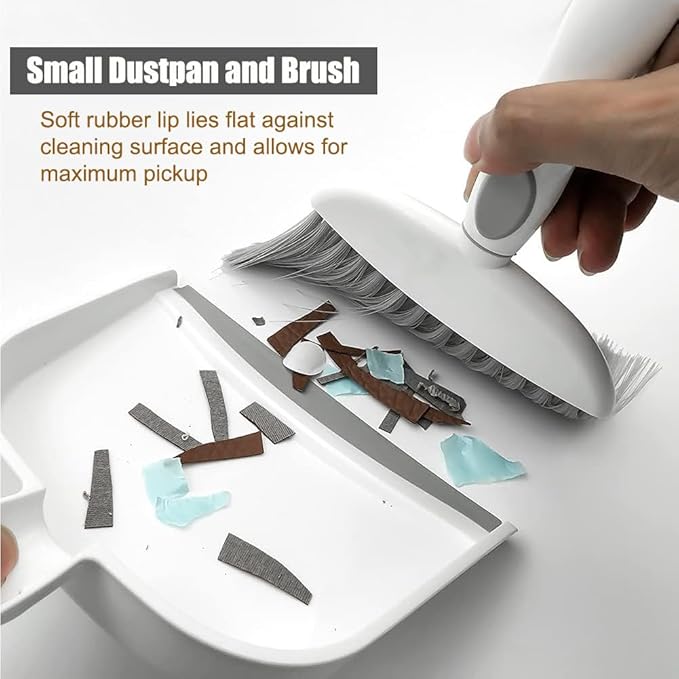 Broom Dustpan Brush Small Dust pan : Mini Broom and Dustpan Set Mini Dust pan and Brush Set Whisk Broom and Dustpan Set Small Broom and Dust pan Set for Desk, Home,Tent (Gray 3pcs)