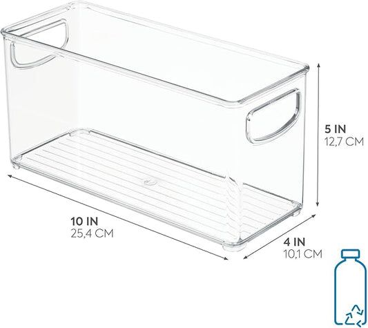 iDesign Slim Clear Plastic Stackable Storage Bin, Tall Narrow Organizer for Kitchen or Pantry