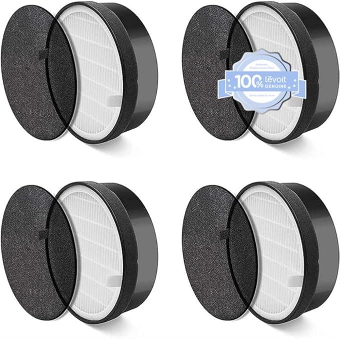 LEVOIT LV-H132 Replacement Filter, Genuine LV-H132-RF Air Purifier Filters, High-Efficiency Activated Carbon for Removal of Smoke, Odor, Allergens, Pollen, 4 Pack