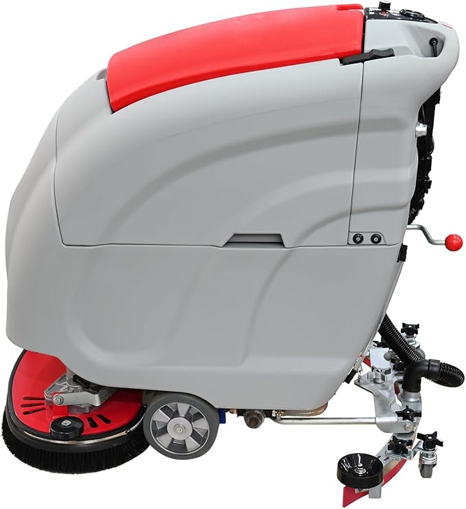 Doppy Walk Behind Floor Scrubber Machine, 32.7" Dual Brushes, 50L Clean & 55L Sewage Tank, 24V Commercial Hand Push Floor Scrubber