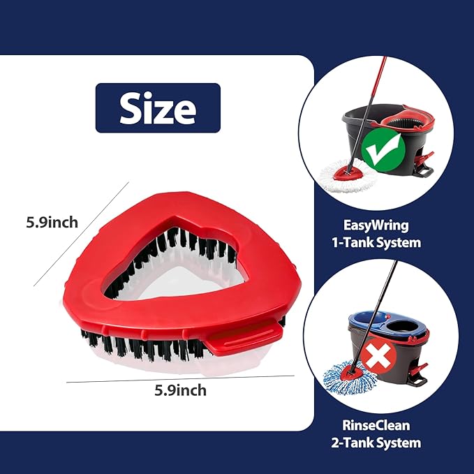 Spin Mop Scrub Brush Head, 2 Pcs Scrub Mop Compatible EasyWring 1-Tank System, Hard Bristle Cleaning Scrubber Mop Head for Bathroom, Kitchen, Tub and Tile