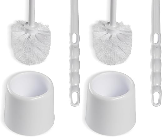 Carlisle FoodService Products 36719700 Toilet Bowl Brush with Hideaway Holder, 16", 14.5" Height, 3" Width, Polypropylene, White (Pack of 2)