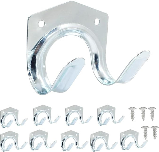 10 Pack Tool Storage Hooks Wall Mounted Double Tool Storage Hangers Mop Broom Holders Organizer for Garage Shed Ropes Bracket Garden Tools
