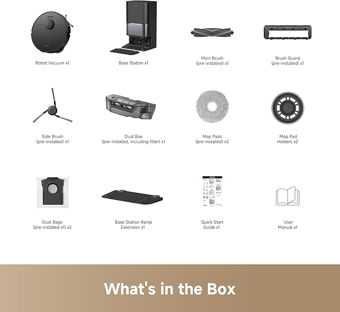 DREAME L40 Ultra Gen 2 Robot Vacuum and Mop with 25,000Pa Suction, Extendable Side Brush and Mop, All-in-One Self-Emptying & Cleaning Dock, Voice & App Control, Black