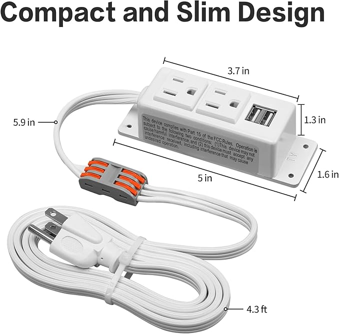 Gun Safe Power Outlet Kit, Briidea Gun Safe Accessory Electrical Outlet with USB for Interior Dehumidifiers and Lights, White