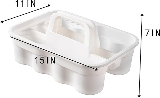 Matthew 5 Pack Large Plastic Tote Tool & Deluxe Supply Cleaning Caddy with Handle Portable Shower Basket Storage Caddy for Cleaning Products,Take-Out Drink,Bathrooms - White