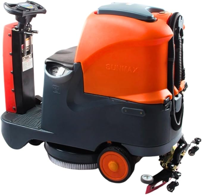 Ride-On Commercial Floor Scrubber Machine, 48,400 Sqft/H, 22" Brush & 31.5" Squeegee, 18.5 Gal/18.5 Gal Dual Tanks, 700 mbar Suction, 200 RPM