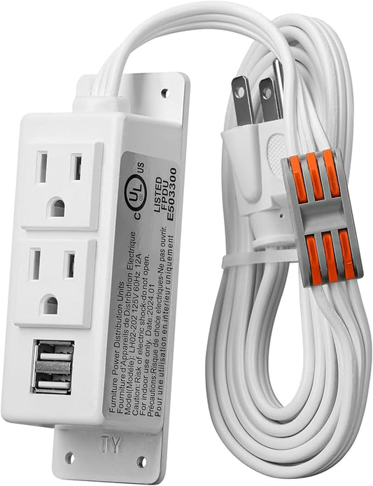 Gun Safe Power Outlet Kit, Briidea Gun Safe Accessory Electrical Outlet with USB for Interior Dehumidifiers and Lights, White