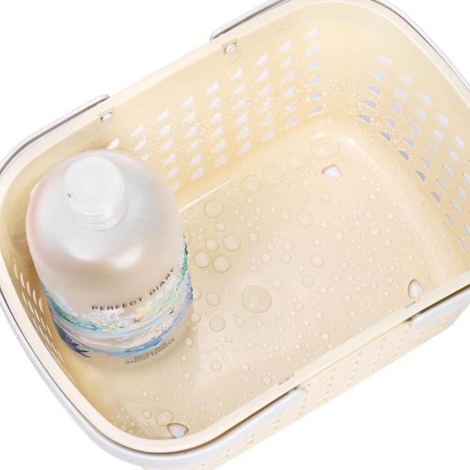 Lyellfe 4 Pack Shower Caddy Basket, Portable Storage Basket with Dual Handle, Stackable Plastic Caddy Organizer Bin for Campers, Bathroom, Dorm