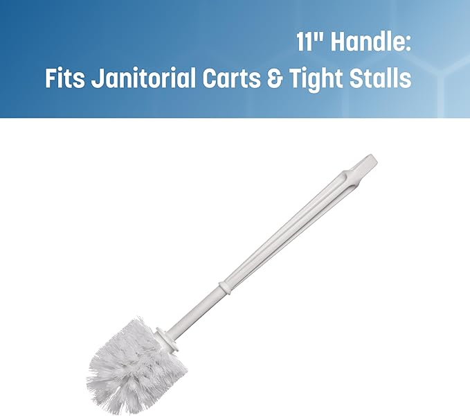 Sparta Flo-Pac Toilet Bowl Brush, 24 Pack for Commercial Restrooms, Heavy Duty Toilet Brush with Plastic Handle for Bathrooms, 11 Inches, White (Pack of 24)