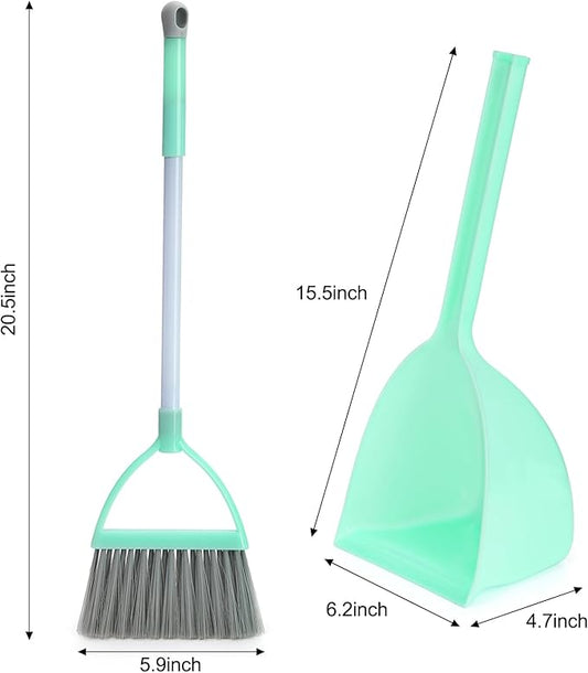 Nicunom Set of 4 Mini Broom with Dustpan for Kids, Children Broom and Dustpan Set Cleaning Set Boys Girls Little Housekeeping Helper Set for Kitchen Bathroom Pet