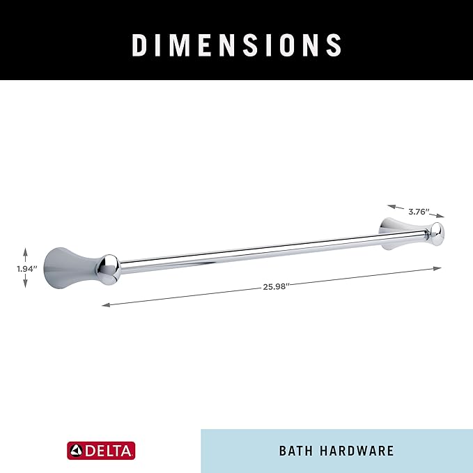 DELTA FAUCET Rubber Limited 73824 Lahara 24 in. Wall Mount Towel Bar Bath Hardware Accessory in Polished Chrome
