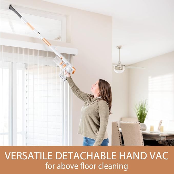 Kenmore DS4030.01 CSV Upgrade Cordless Stick Vacuum with EasyReach Wand, HEPA Filter & LED Headlight, Converts to Lightweight Handheld for Hardwood Floors, Carpet & Pet Hair, Orange