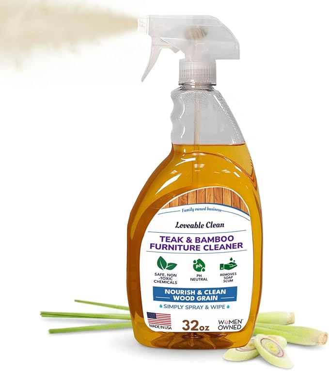 EcoDecors Teak Cleaner Protective Teak Wood Restorer Eco Household Wood Furniture Cleaner Spray bottle For Hardwood & Bamboo Furniture – Certified EPA Safer Choice - 32 oz