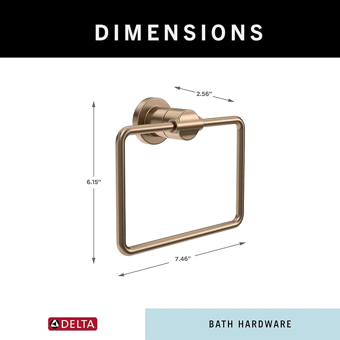 Delta Hand Towel Holder | Square Champagne Bronze Ring for Hanging Towels in Kitchen, Bathroom | Nicoli Accessories