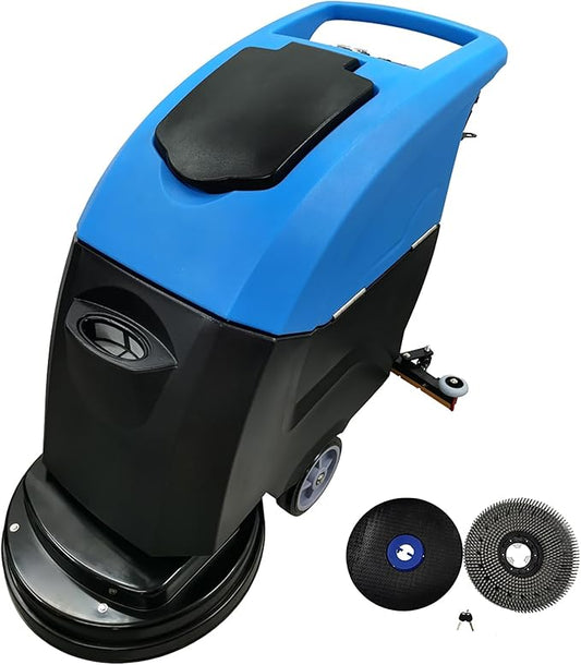 Commercial Floor Scrubber Washer Dryer 20'' Hand Push Auto Floor Cleaner 13Gal Clean & 10.5Gal Dirty Water Tank, 65dB Low Noise for Mall/Hotel/Airport/Factory/Office, Wire-Type 110V