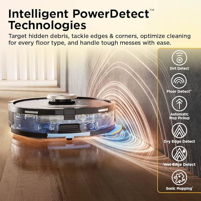 Shark Robot Vacuum & Mop Combo, PowerDetect ThermaCharged NeverTouch Pro, Self-Emptying, Self-Refill with Heated Mop Cleaning, 60-Day Capacity,30-Day Tank, 6 Power Detect Technologies, Black, RV2920XE