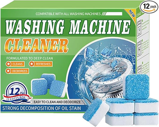 Premium Washing Machine Cleaner Tablets - Washer Machine Cleaner Tablets for Deep Clean & Deodorize, Fits Front Load & Top Load Washers, 12 Pieces Pack